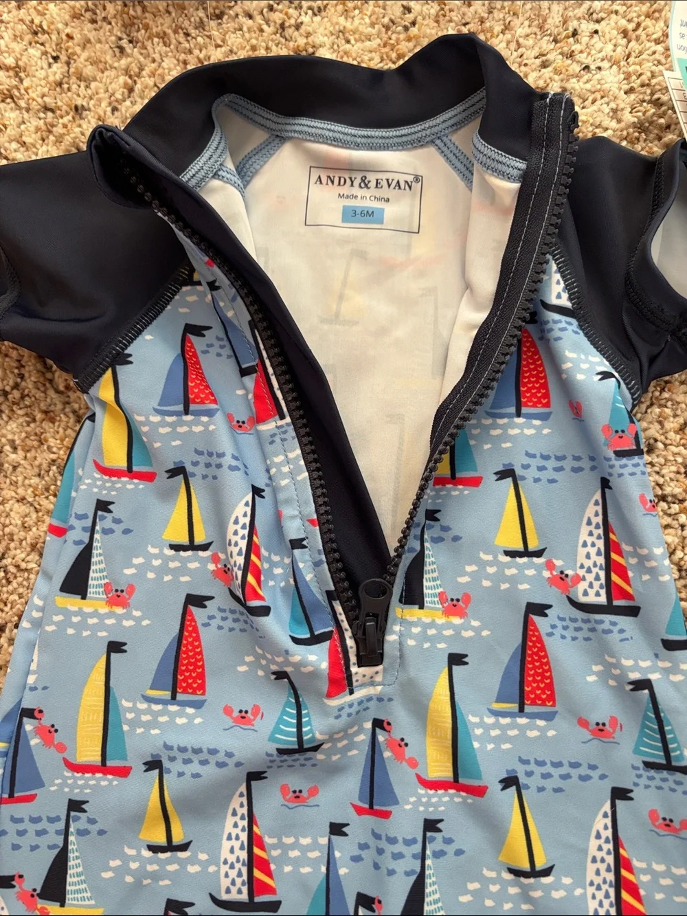 Kids Sailboat UV Swim Set - Light Blue with Navy Accents